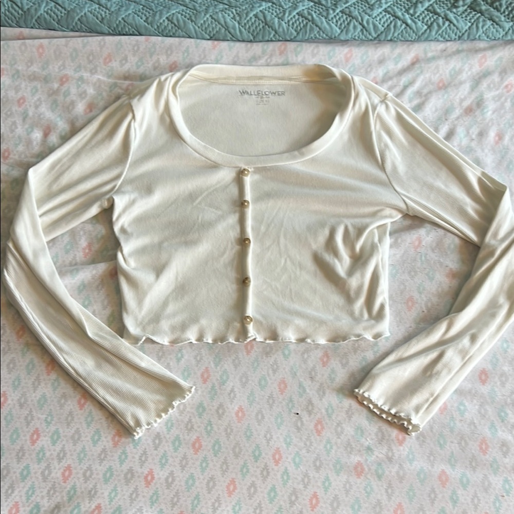 Wallflower Women's Cream Button-Up Top
